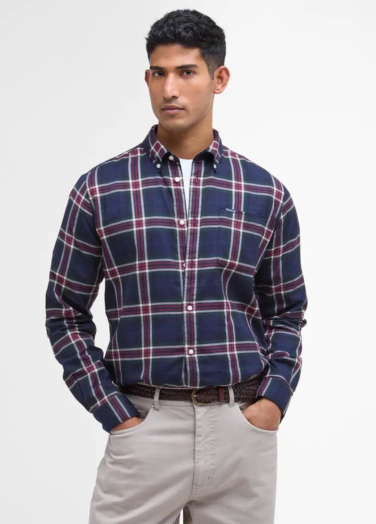 Barbour Men's Crossfell Tailored Checked Shirt Inky Blue