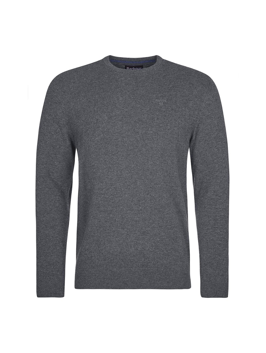 Barbour Men's Essential Lambswool Crew Neck Sweater Charcoal