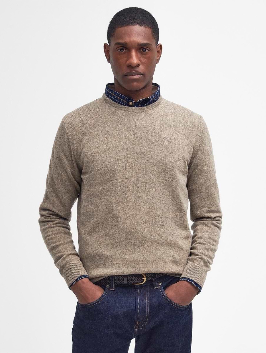 Barbour Men's Essential Lambswool Crew Neck Sweatshirt Fossil
