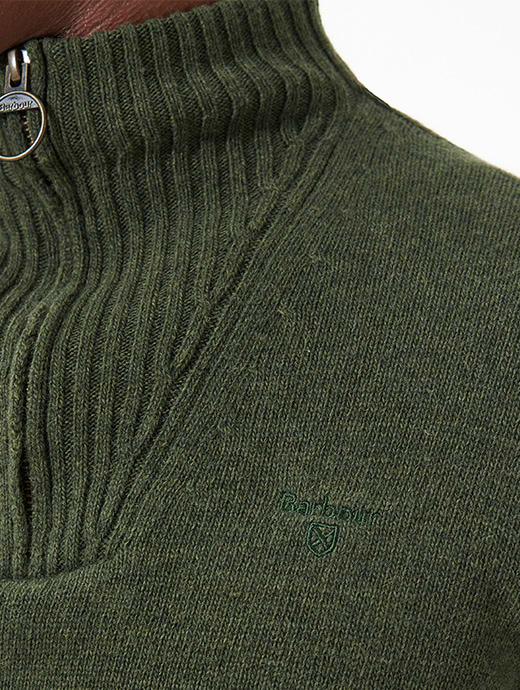 Barbour Men s Essential Lambswool Half Zip Mid Olive