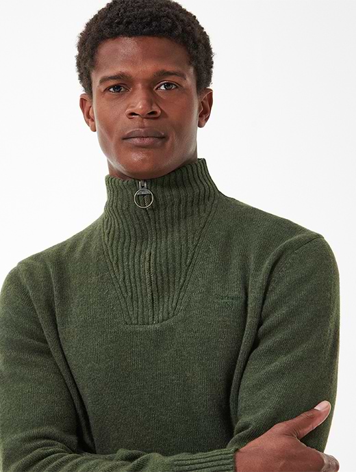 Barbour jumper olive best sale