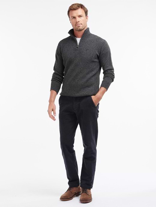 Barbour Essential Lambswool Half Zip Jumper Charcoal Griggs
