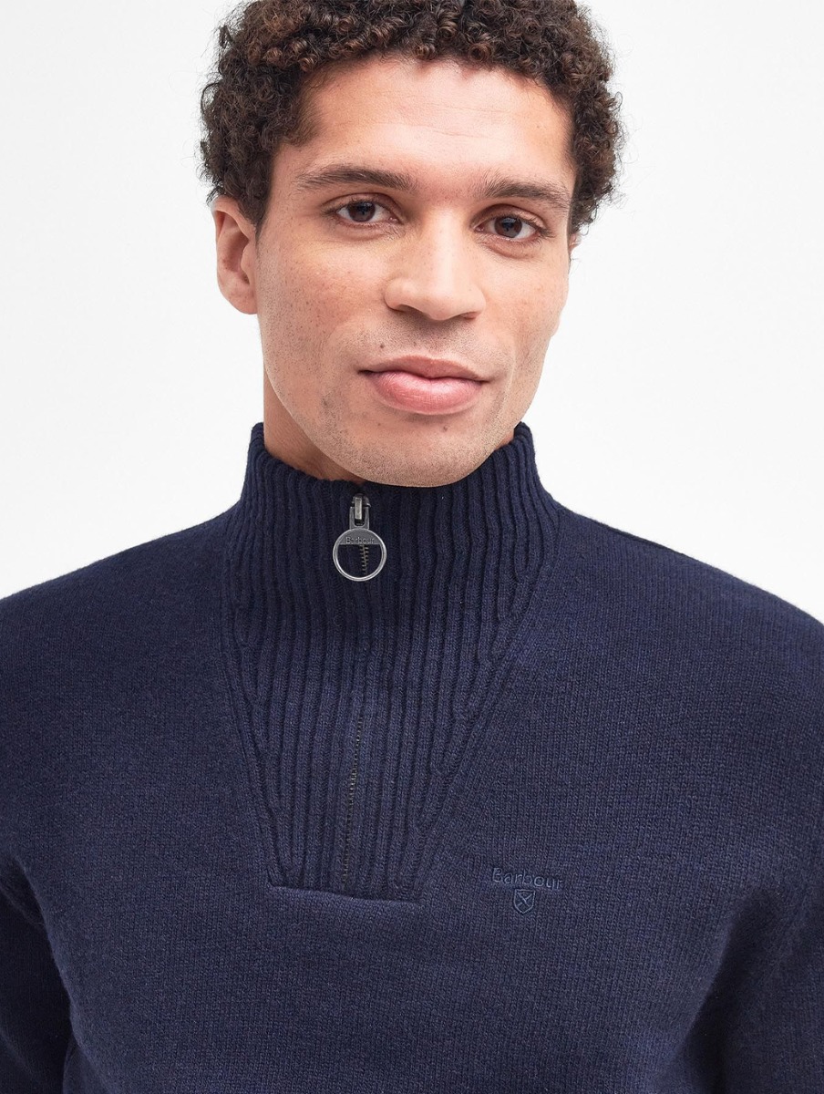 Barbour half zip lambswool jumper shop