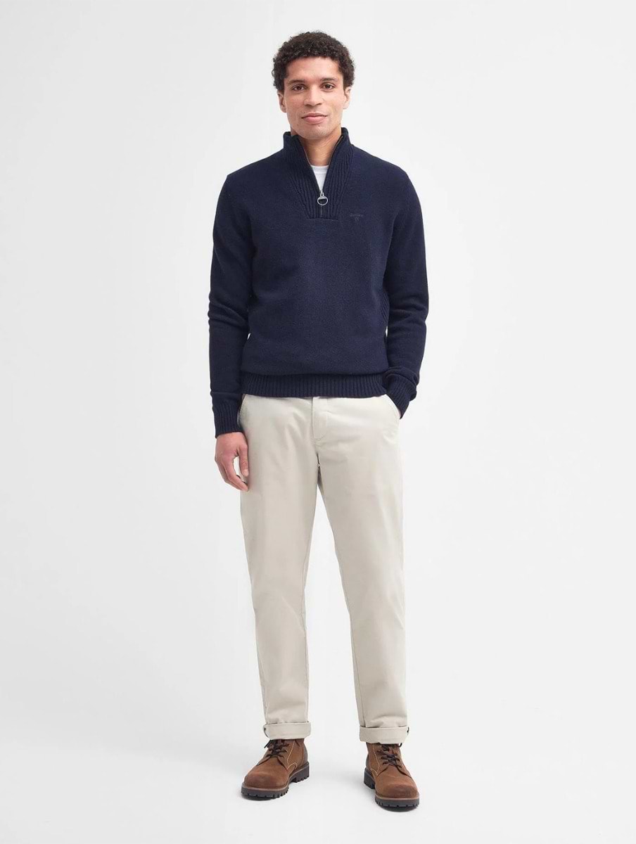 Barbour Essential Lambswool Half Zip Jumper Navy Griggs