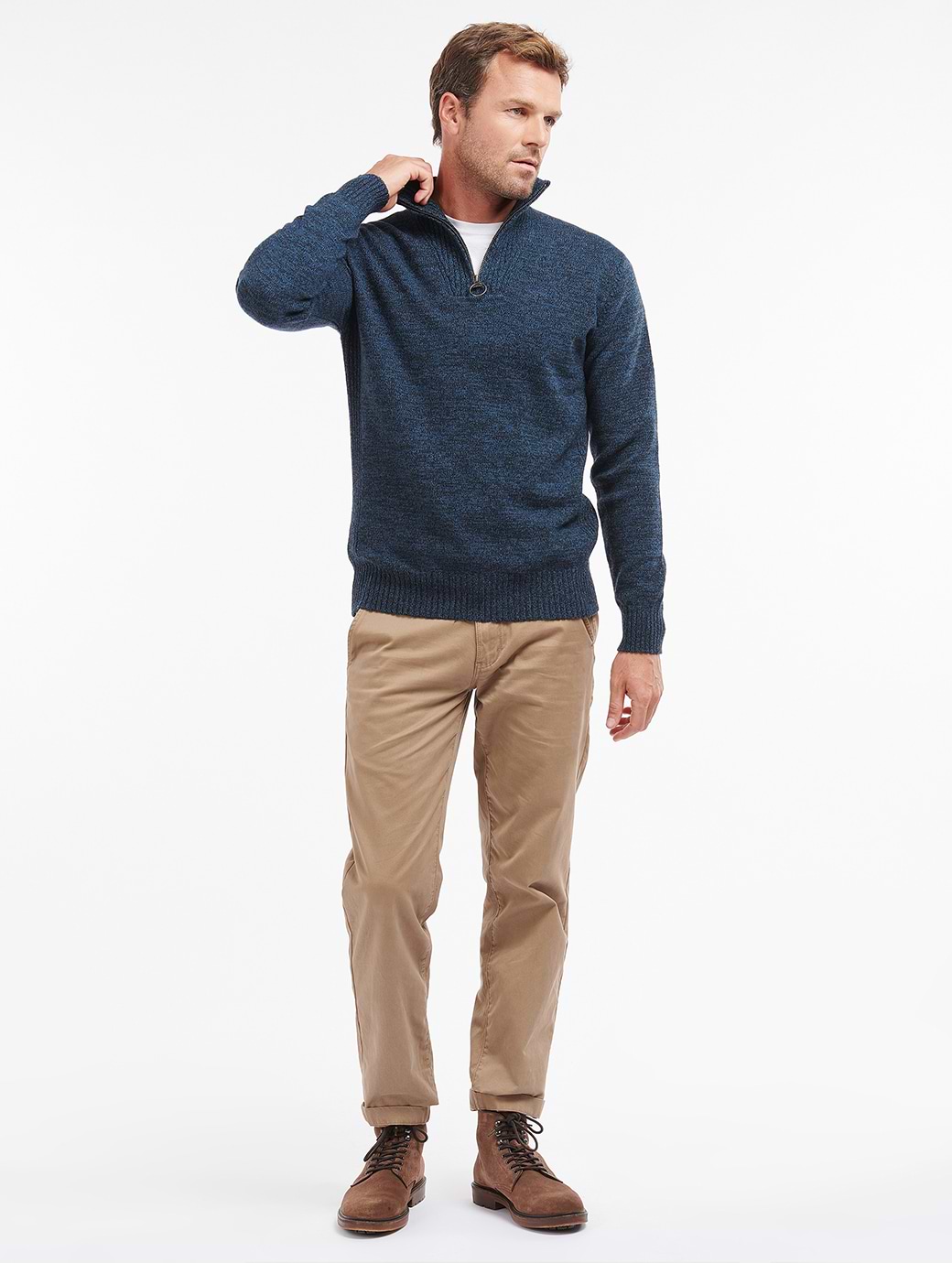 Barbour essential lambswool half zip jumper navy shop