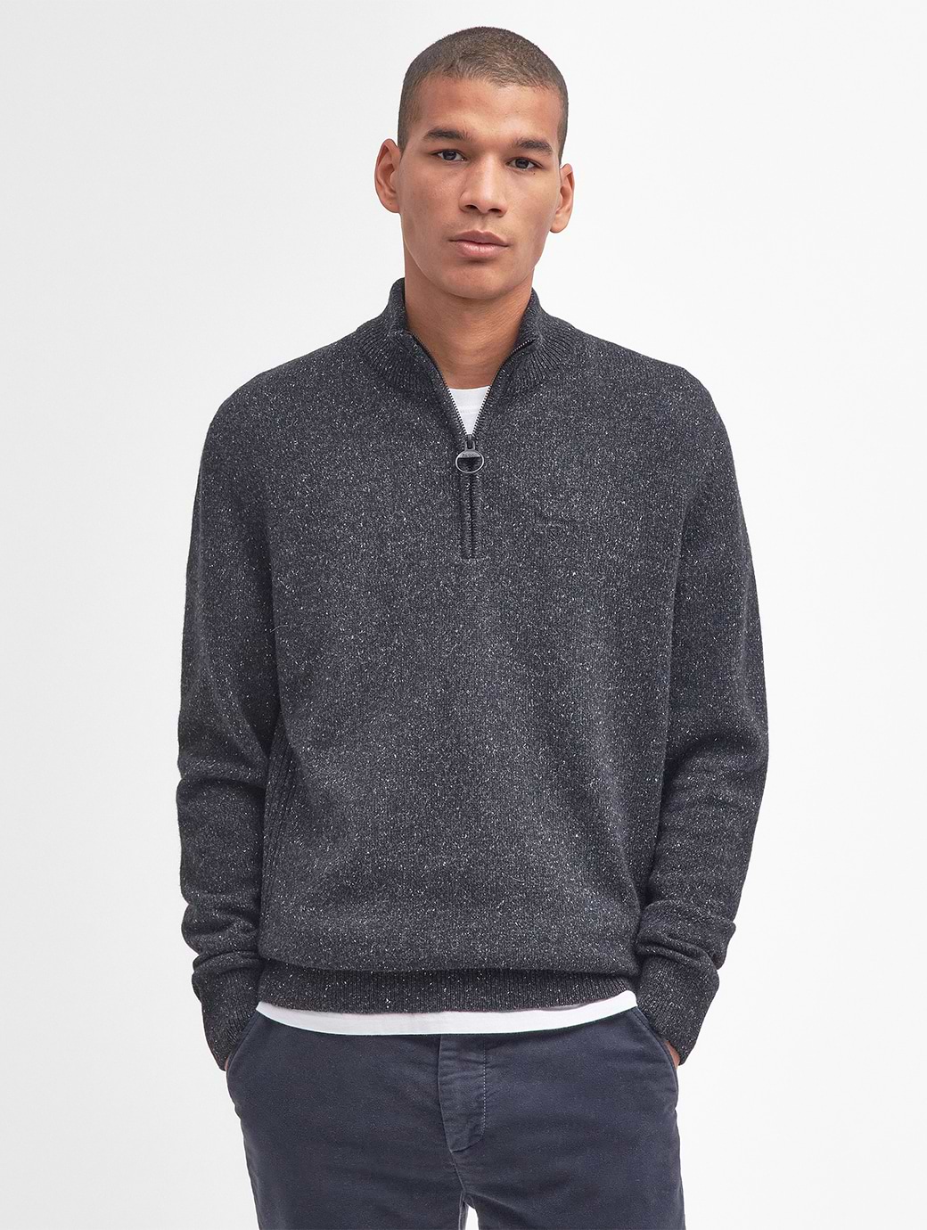 Barbour Men's Essential Tisbury Half Zip Sweater Black