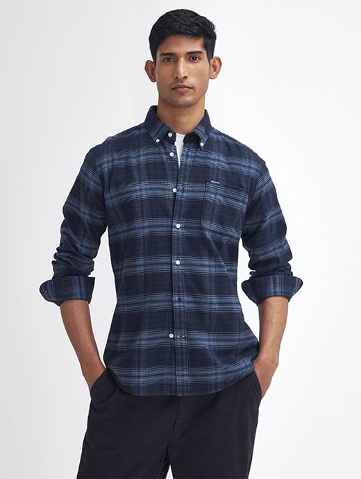 Barbour Men's Forestfield Tailored Checked Shirt Navy