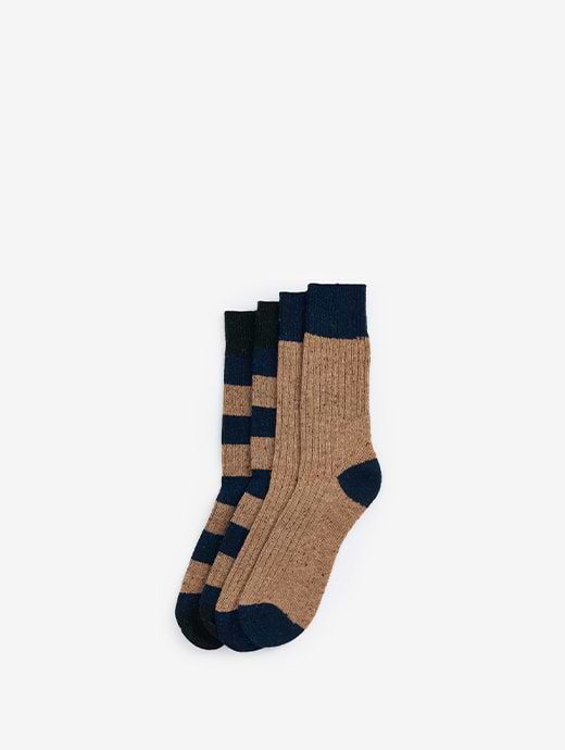 Barbour Men's Houghton Sock 2 Pack Sand Stone/Navy