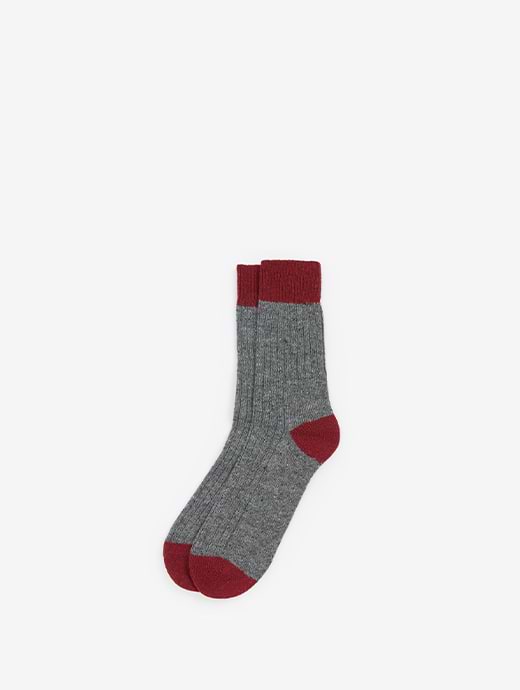 Barbour Men's Houghton Socks Mid Grey/Red