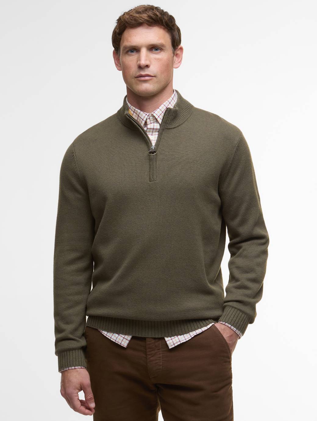 Barbour Men's Kelson Half Zip Knitted Jumper Olive