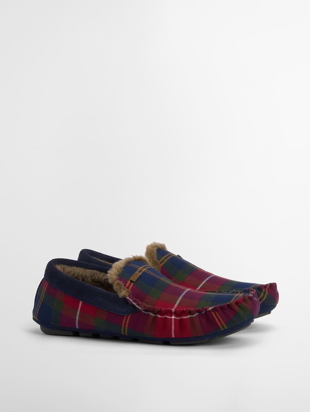 Barbour Men's Monty Moccasin Slipper Winterberry Tartan