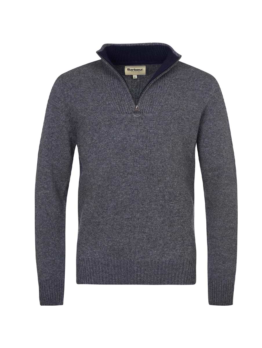 Barbour Men s Nelson Essential Half Zip Jumper Storm Grey