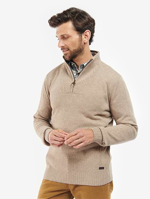 Barbour Men's Nelson Essential Half Zip Sweatshirt Stone 