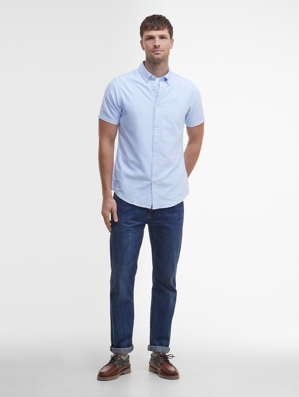 Barbour Men's Oxtown Short Sleeve Tailored Fit Shirt Sky