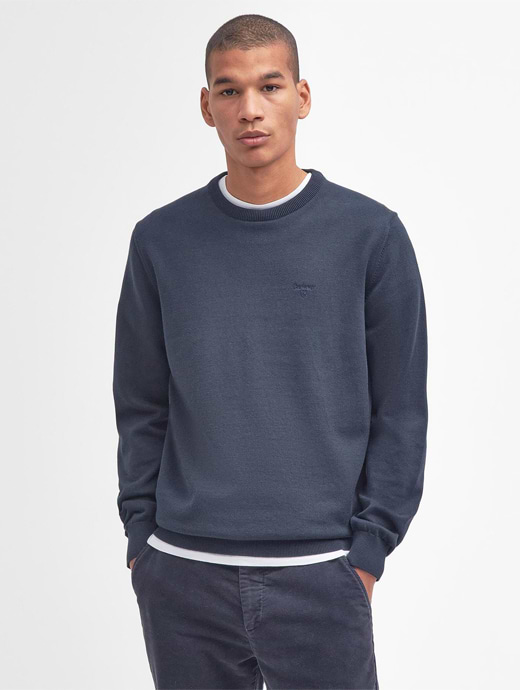 Barbour Men's Pima Cotton Crew Neck Jumper Navy