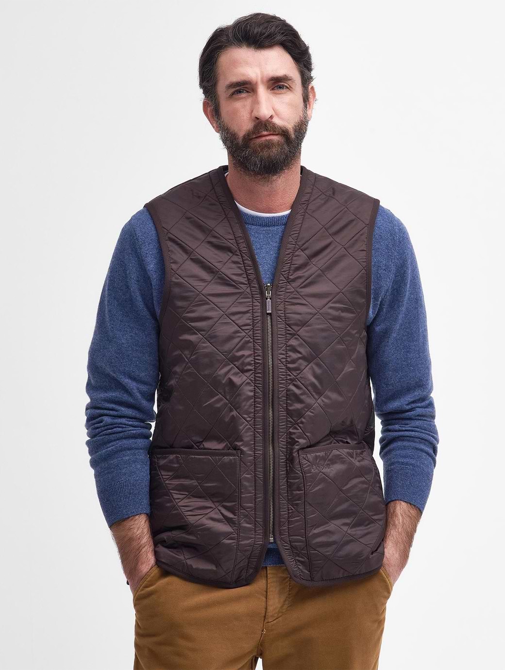 Barbour Men's Polarquilt Waistcoat/Zip-In Liner Dark Brown
