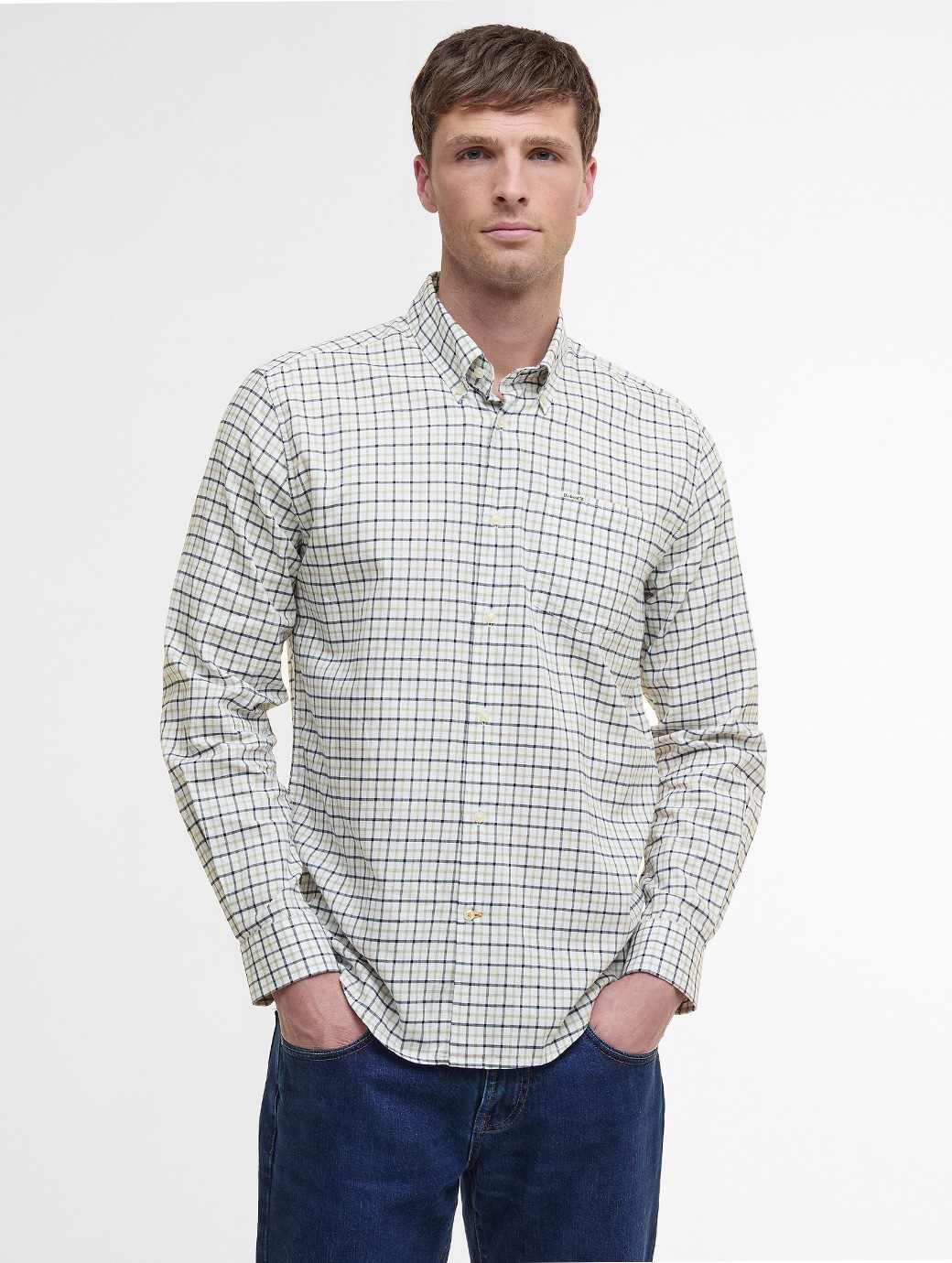 Barbour Men's Preston Regular Tattersall Shirt Olive