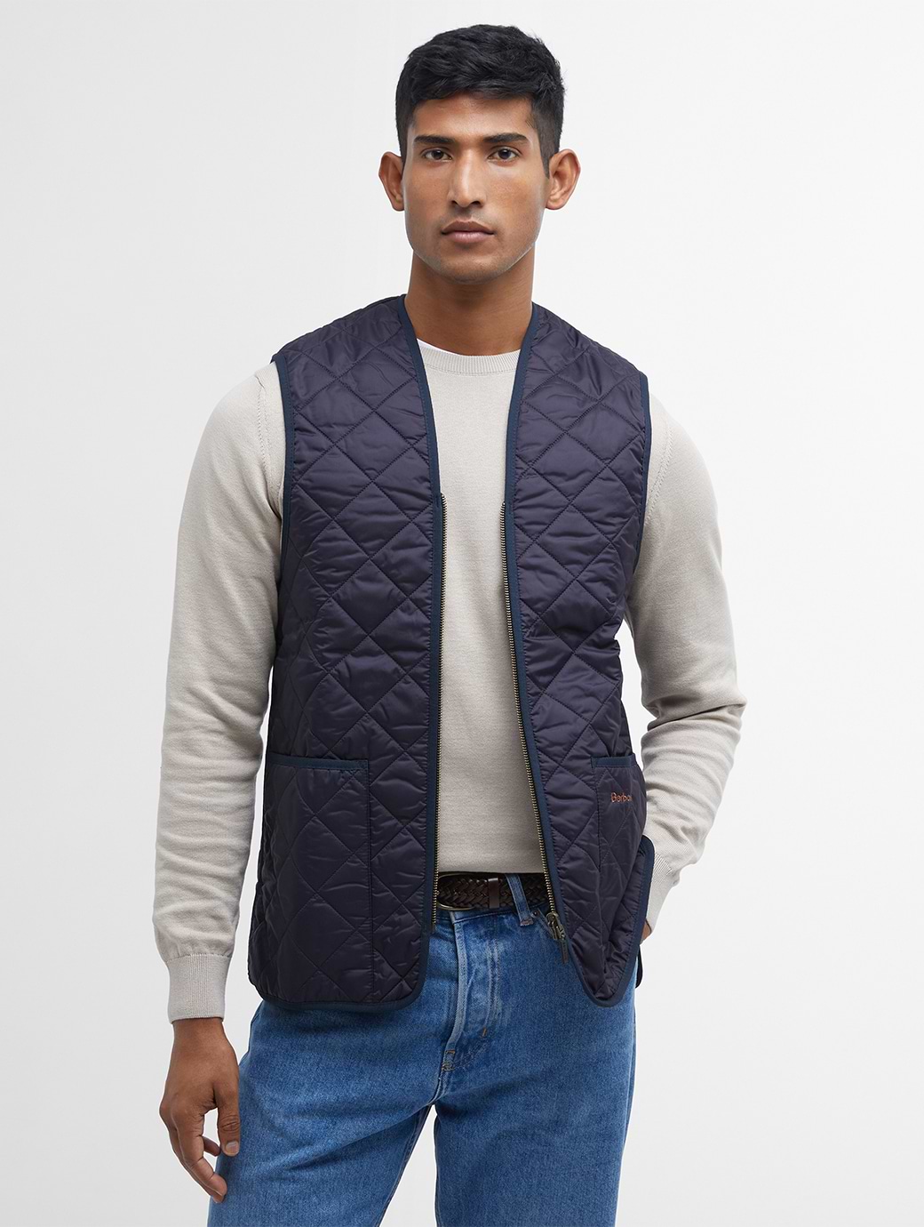 Barbour Men's Quilted Waistcoat/Zip-In Liner Navy / Dress Tartan