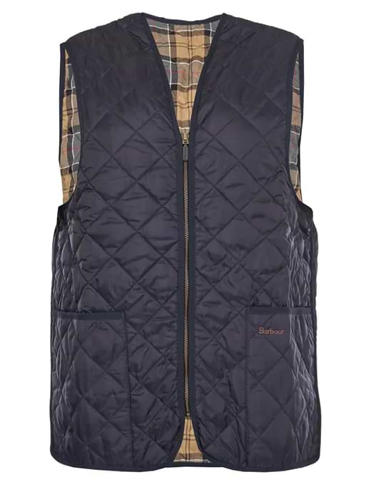 Barbour Men s Quilted Waistcoat Zip In Liner Navy Dress Tartan