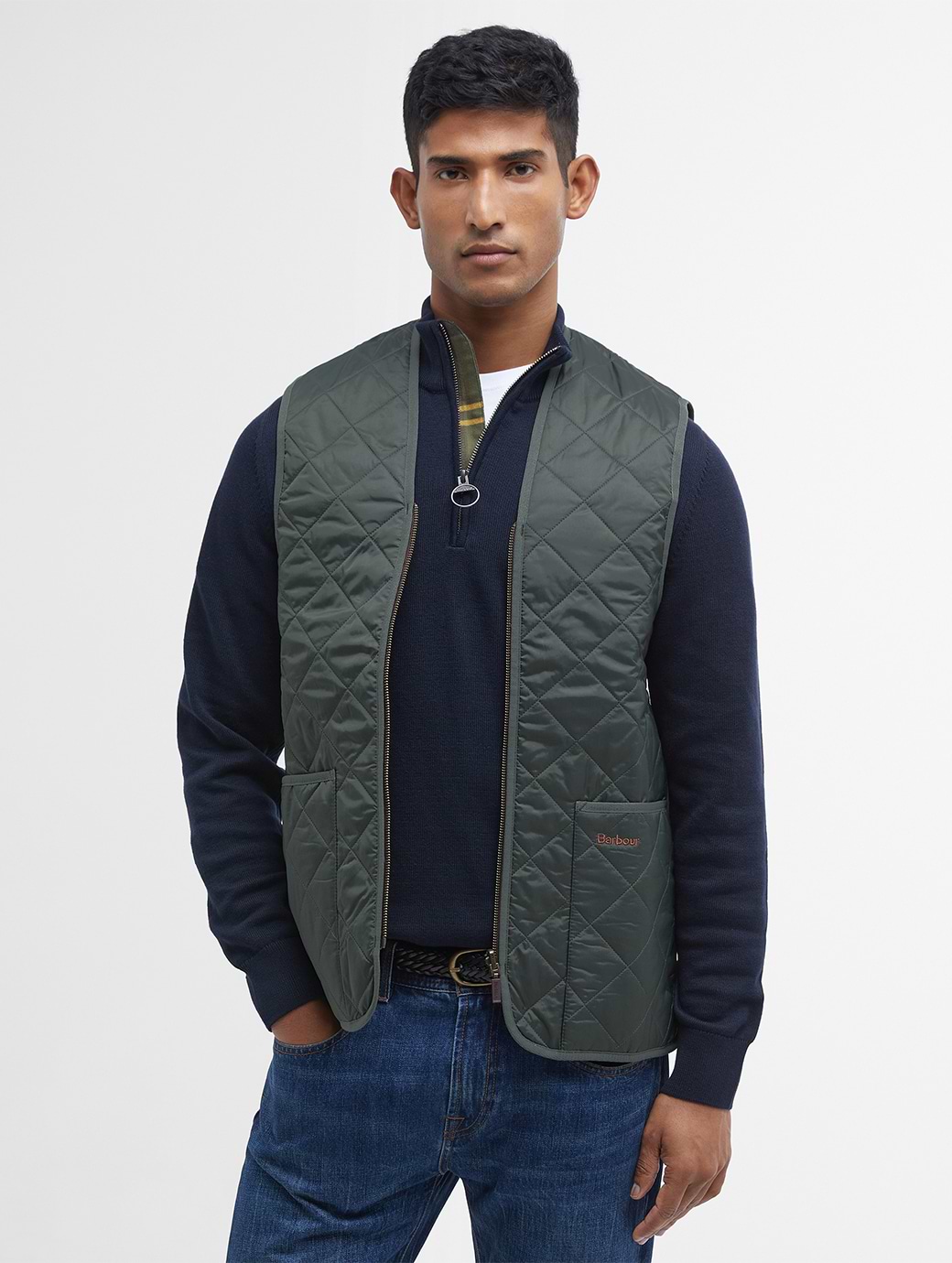 Barbour Quilted Waistcoat Zip-In Liner Olive/Classic