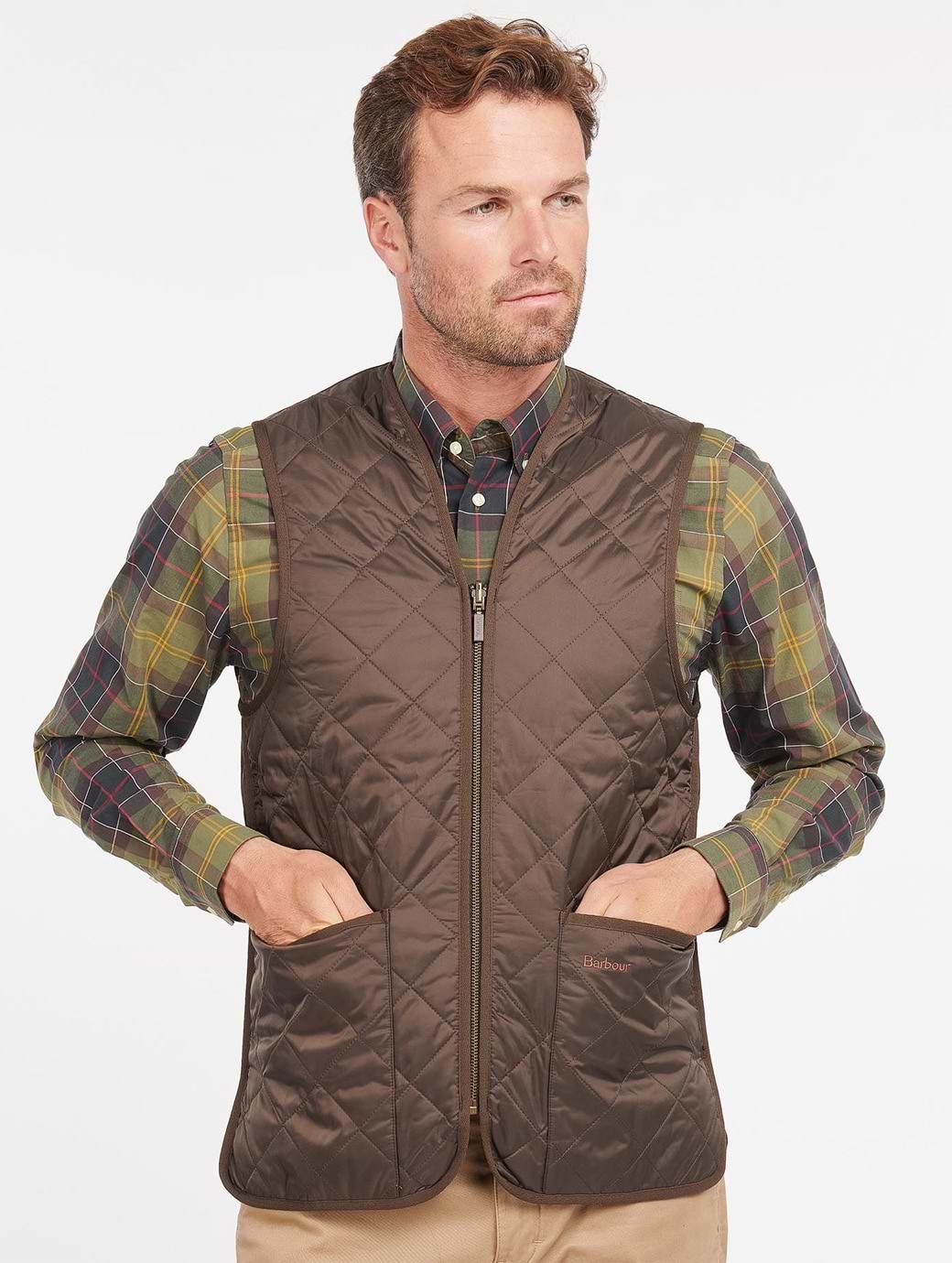 BARBOUR QUILTED WAISTCOAT ZIP-IN LINER RUSTIC