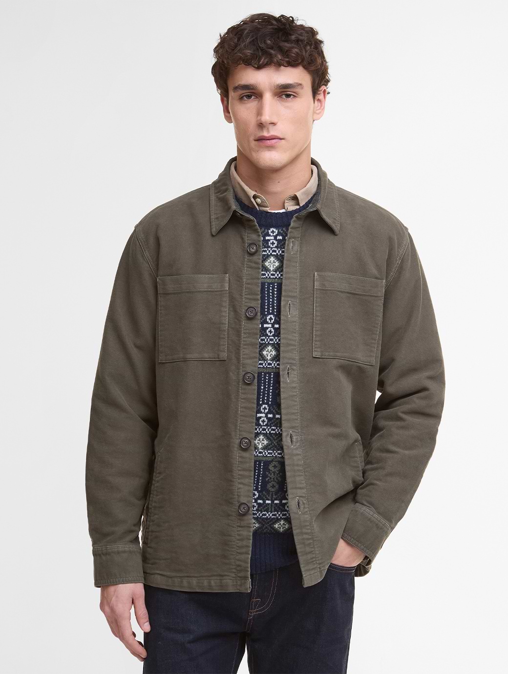 Barbour Men's Regular Moleskin Overshirt Dark Olive