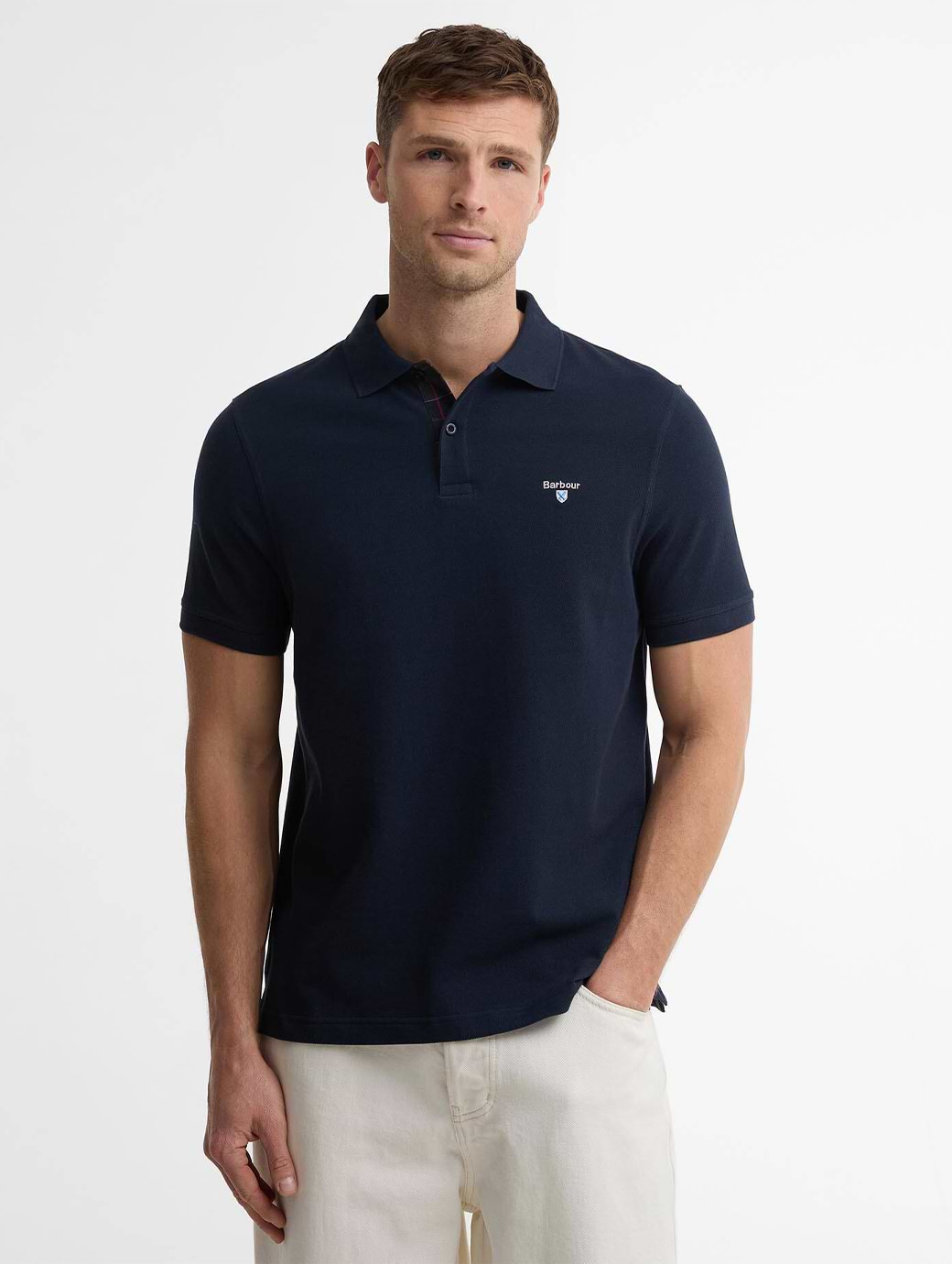 Barbour Men's Regular Tartan Pique Polo Shirt Navy