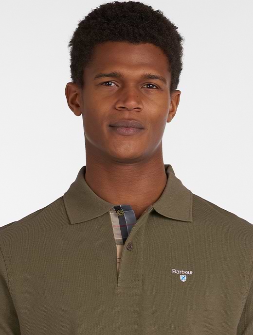 Barbour Men s Tartan Pique Polo Dark Olive