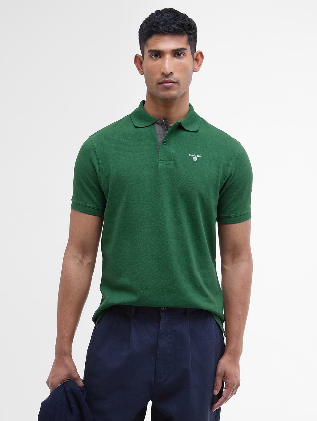 Barbour Men's Tartan Pique Polo Racing Green 