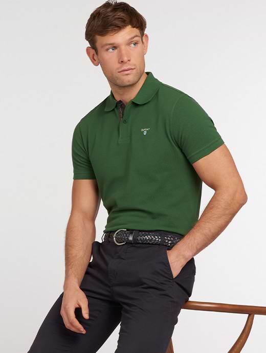 Barbour Men's Tartan Pique Polo Racing Green 