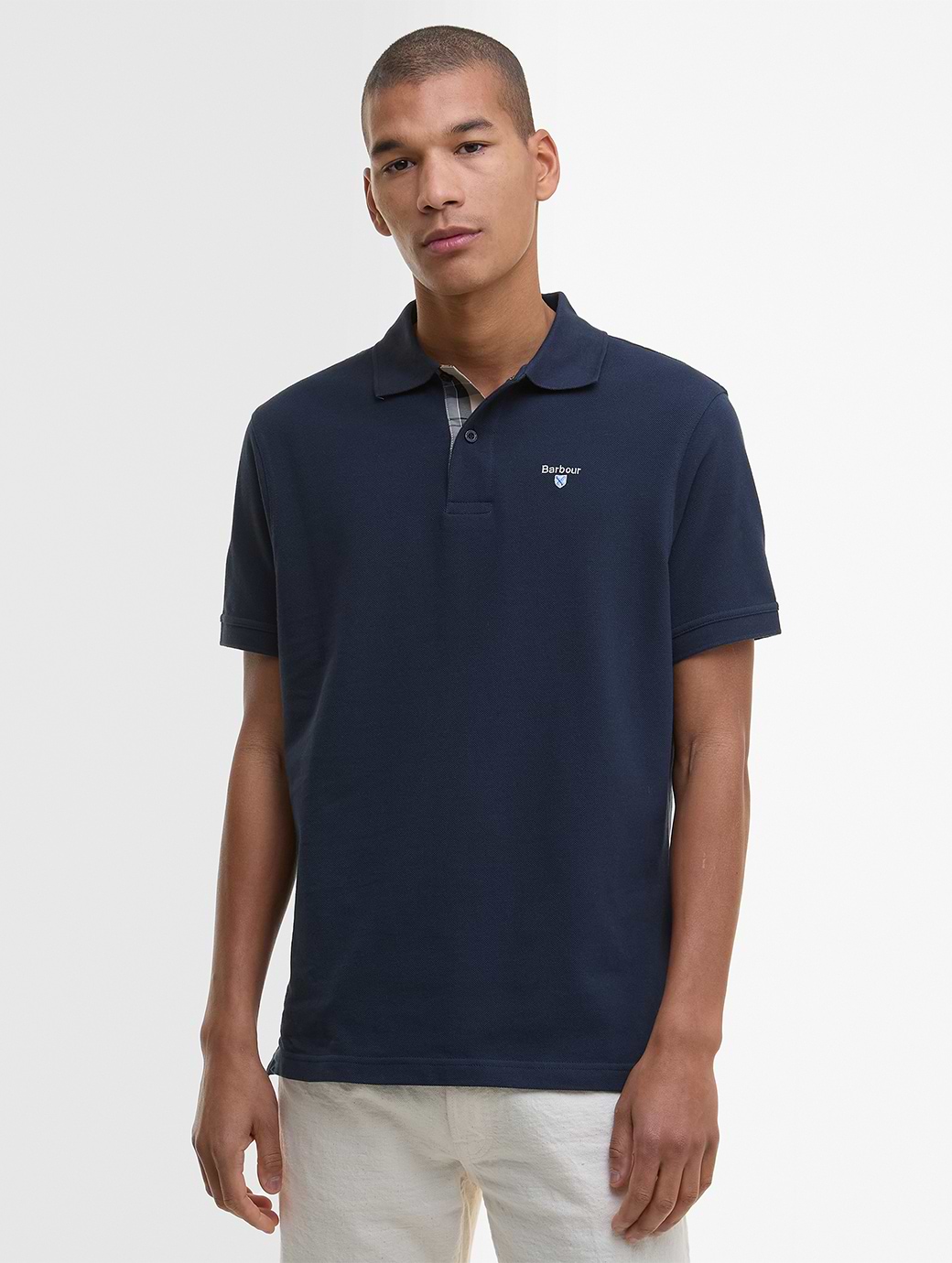 Barbour Men's Tartan Pique Polo Shirt New Navy