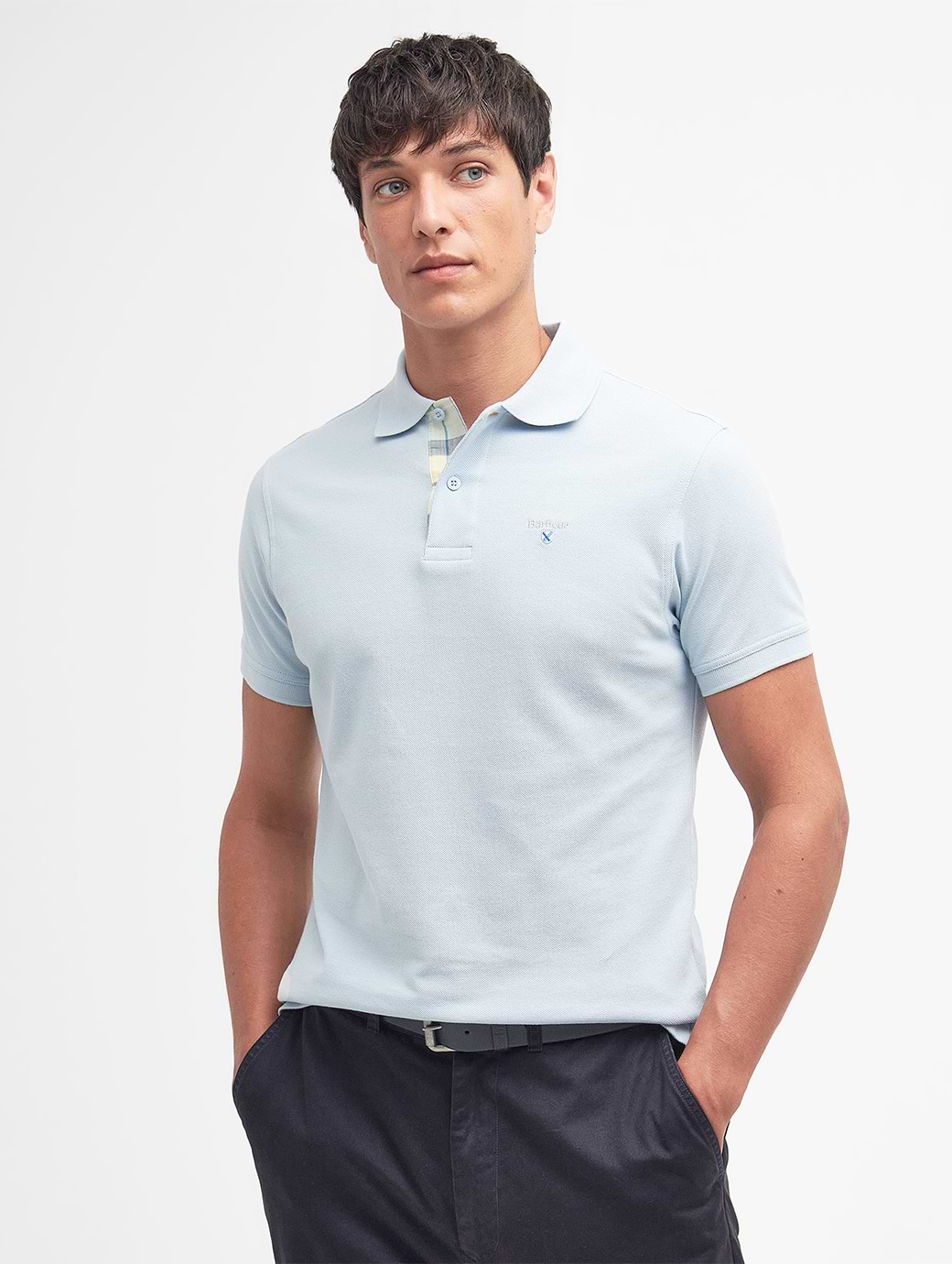 Barbour Men's Tartan Pique Polo Shirt Niagara Mist