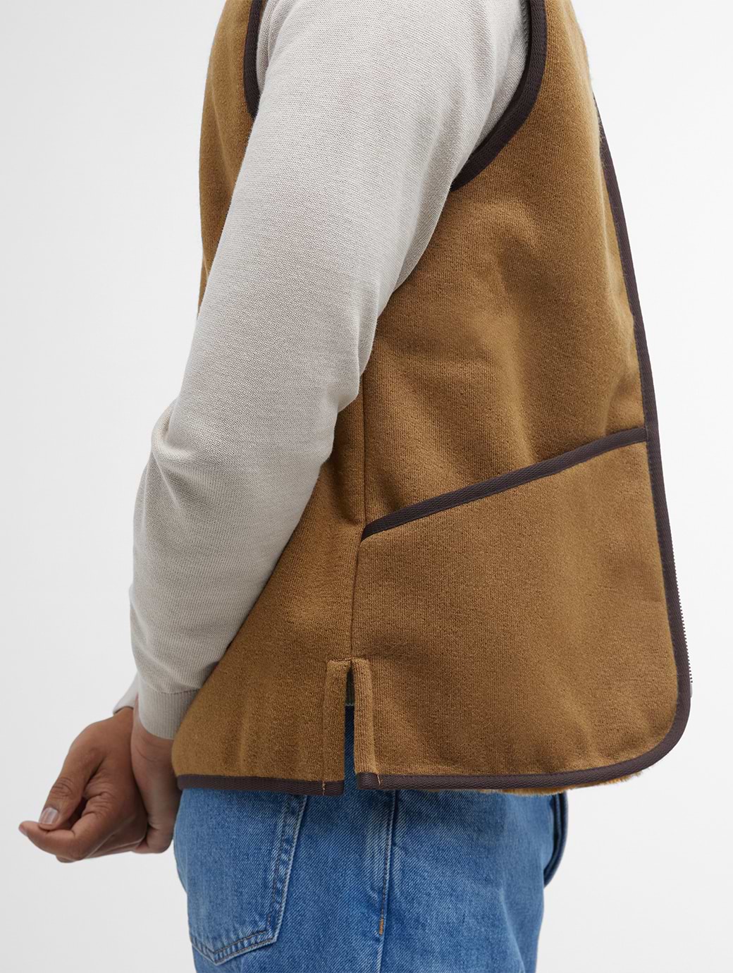 Barbour Men's Warm Pile Waistcoat/Zip-In Liner Brown