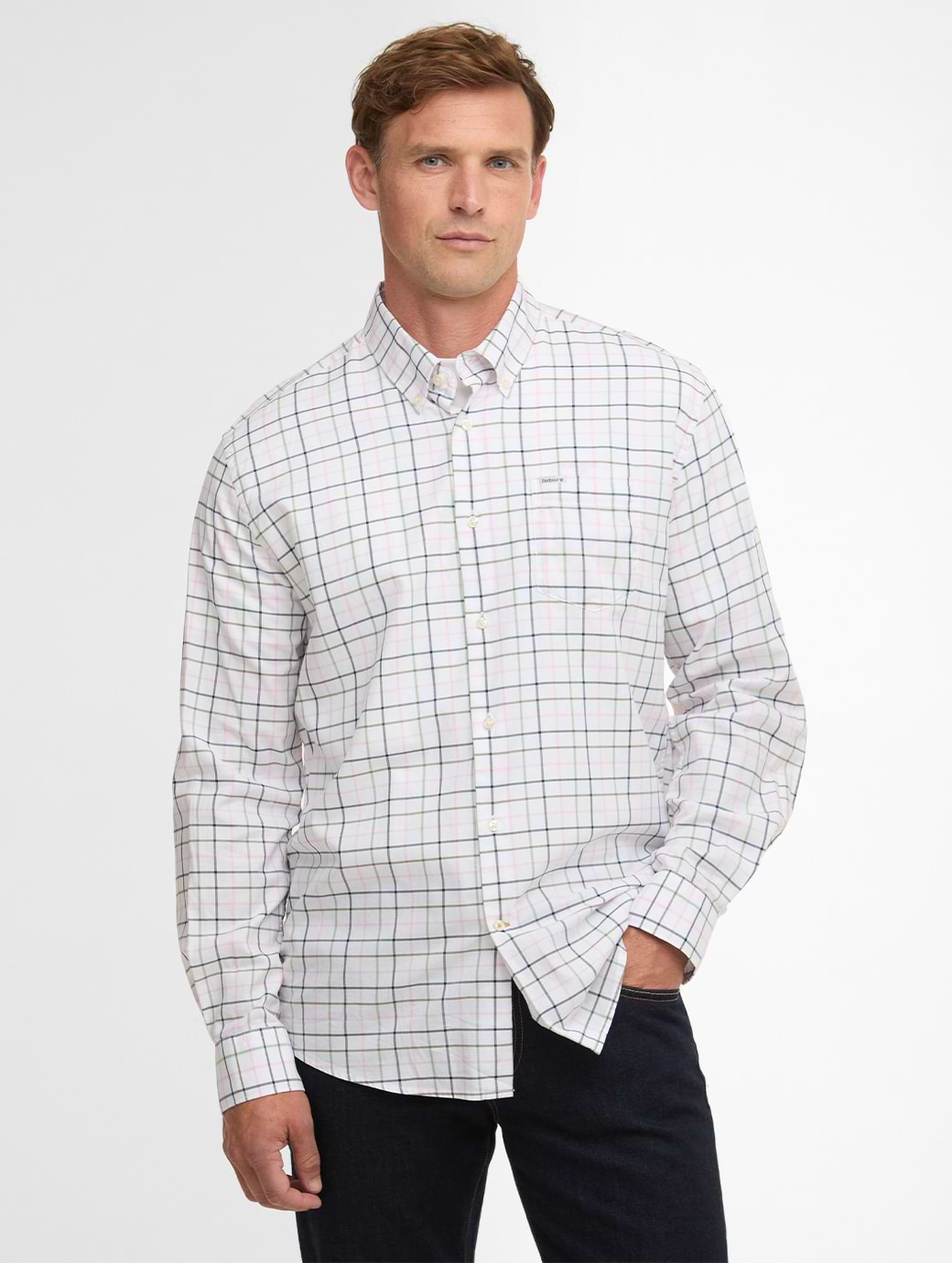 Barbour Men's Caswell Tattersall Regular Shirt Pink
