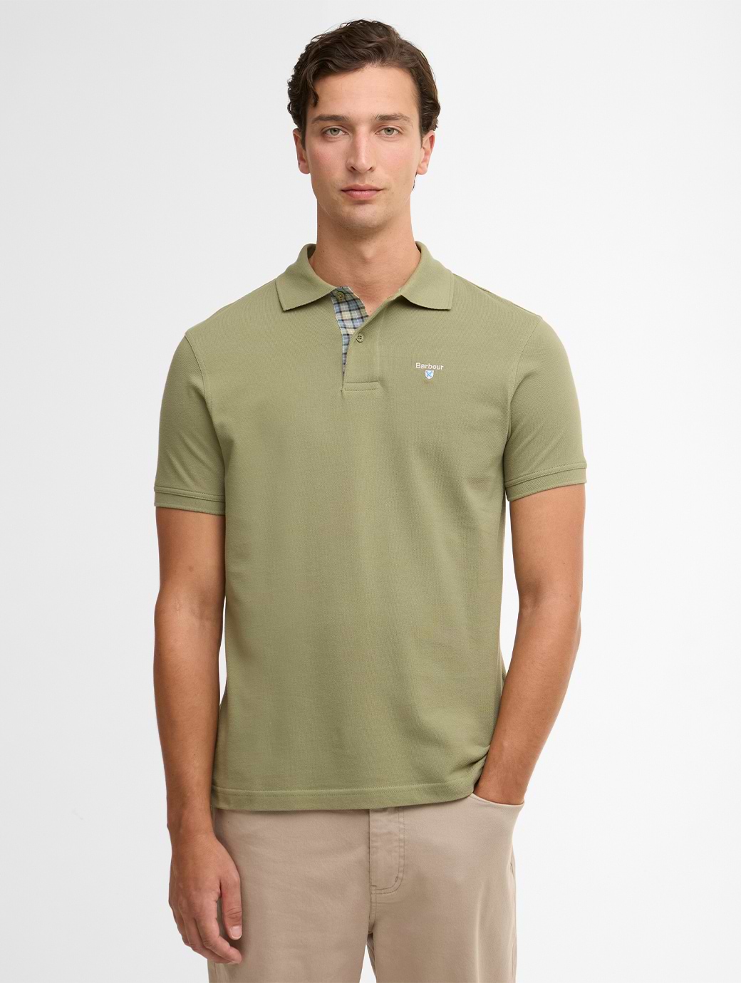 Barbour Men's Tartan Pique Polo Shirt Laurel Green
