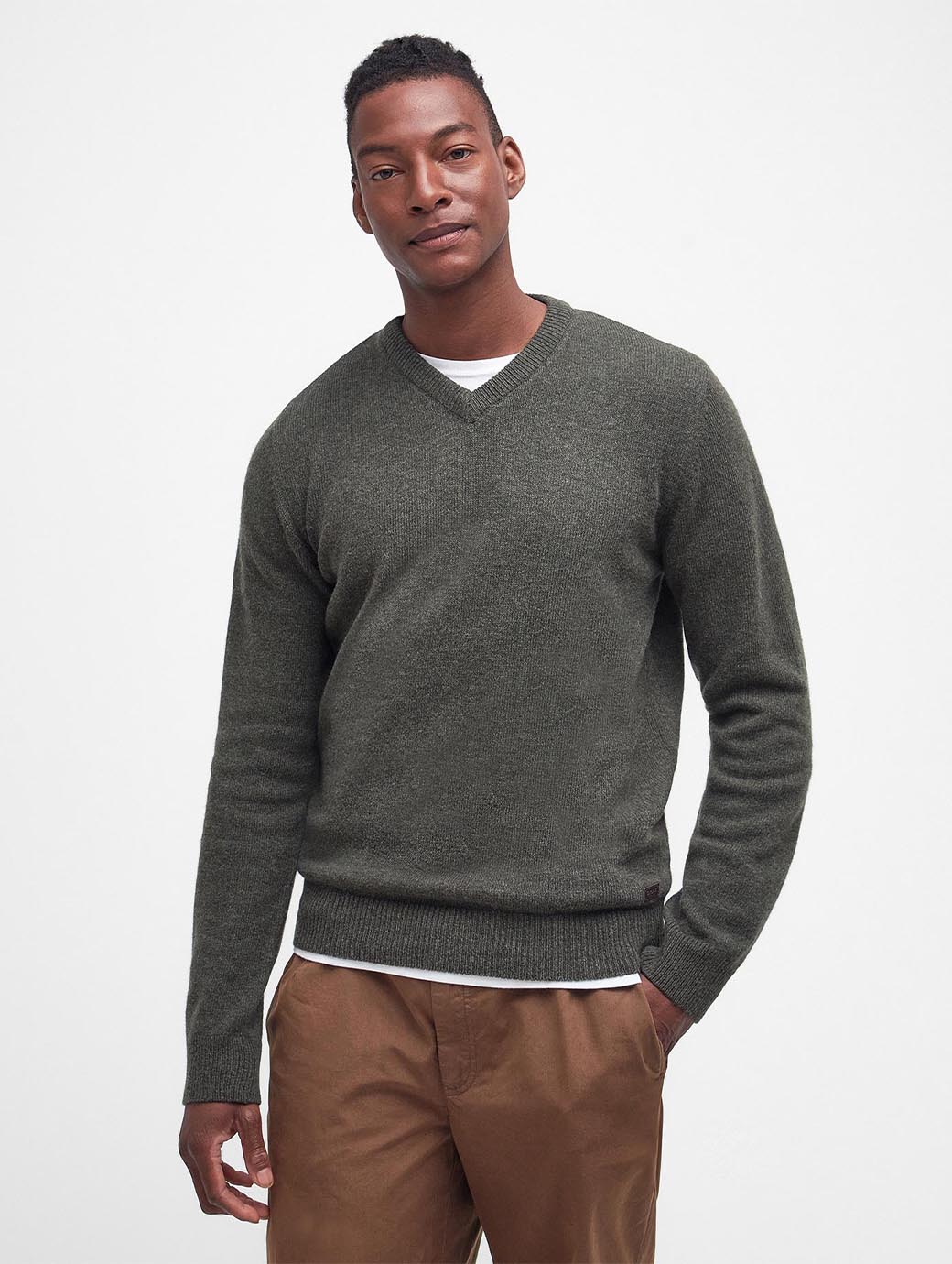 Barbour Nelson Essential V-Neck Jumper Seaweed