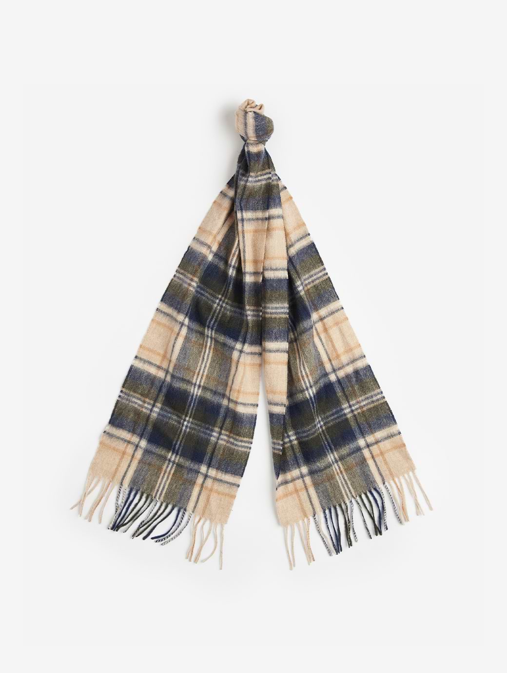 Barbour New Check Tartan Scarf Sand Beige Plaid