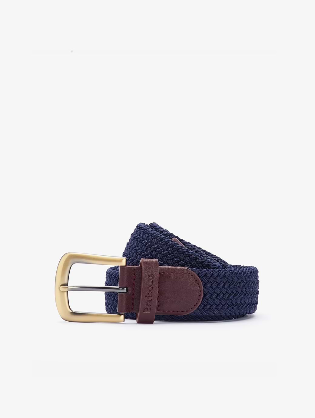 Barbour Stretch Webbing Leather Belt Navy