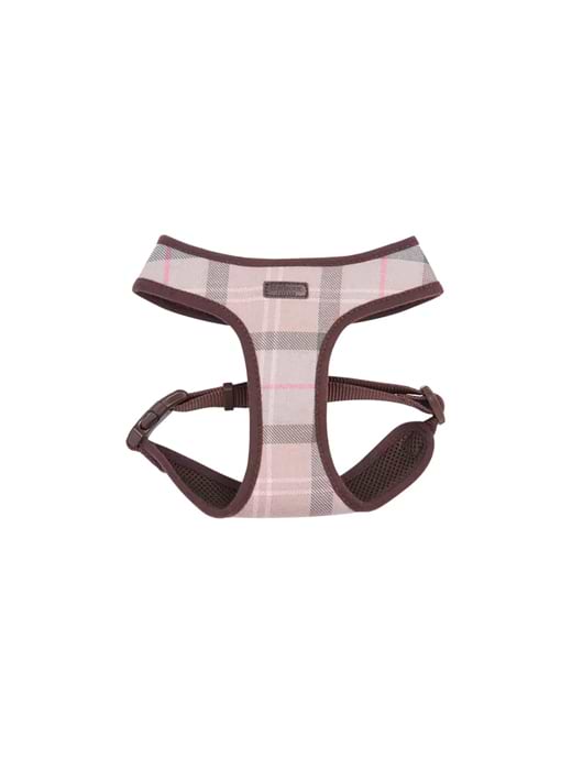 Barbour Tartan Dog Harness Taupe Pink