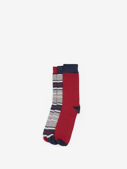 Barbour Tartan Socks Gift Box Blue Granite