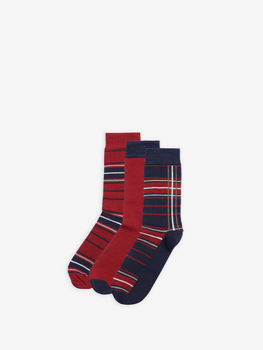 Barbour Tartan Socks Gift Box Cranberry