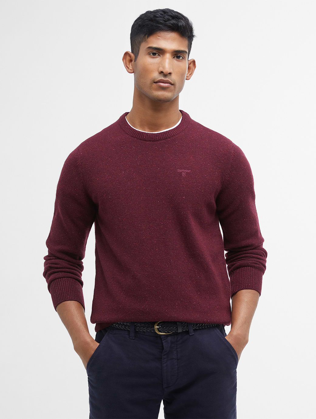 Barbour Tisbury Crew Neck Jumper Ruby