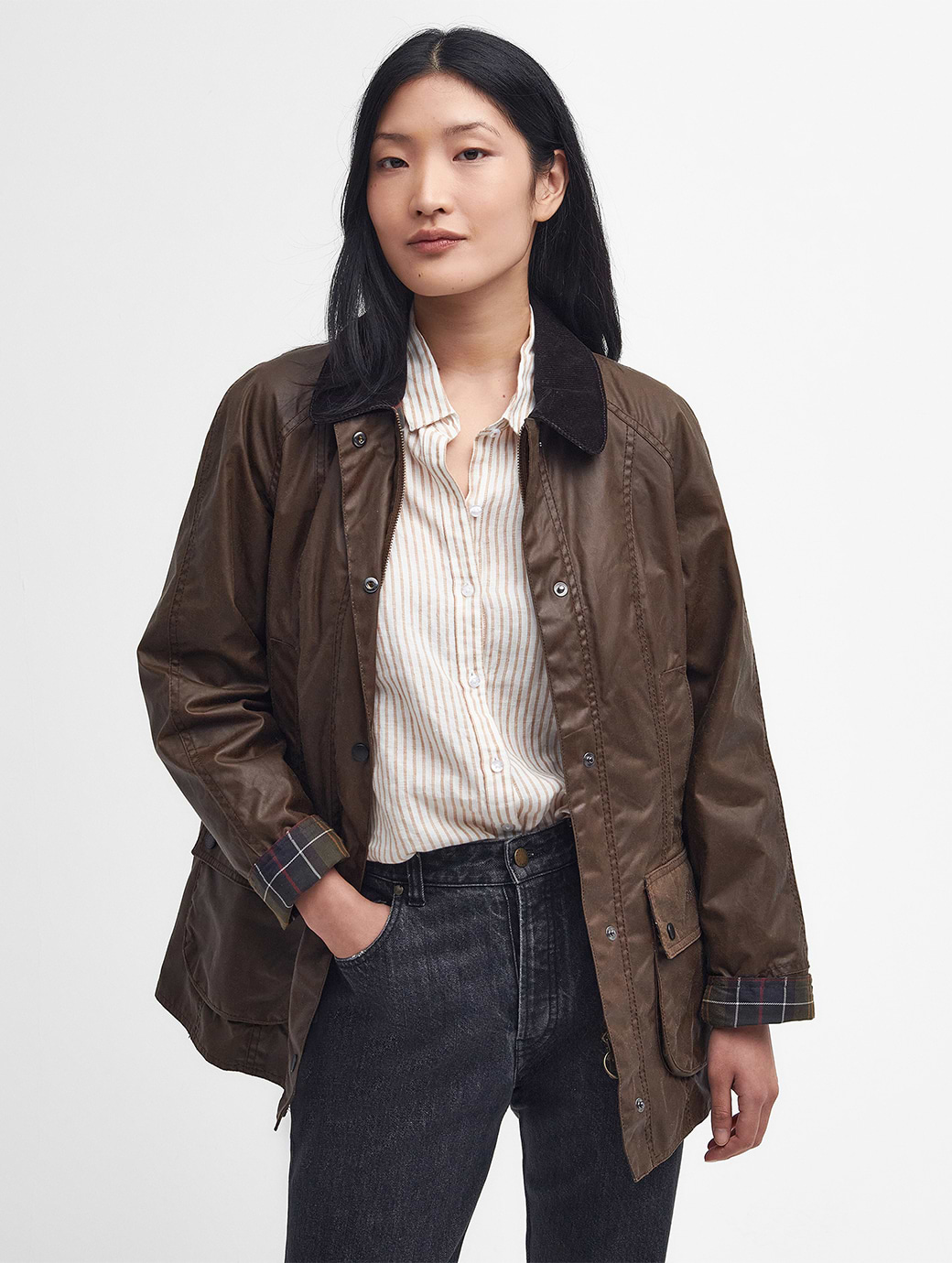 Barbour Women's Beadnell Wax Jacket Bark