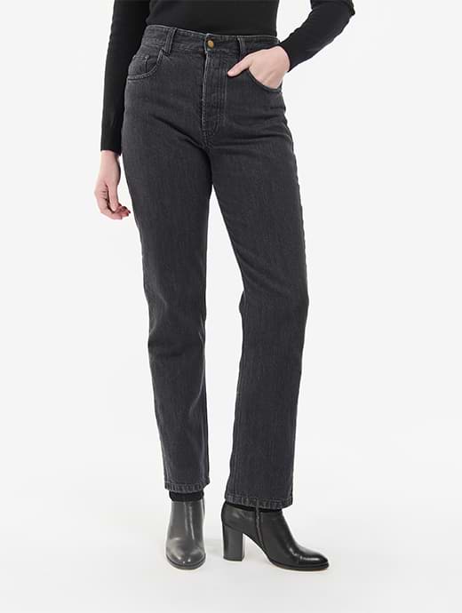 Barbour Women's Burne Mid Rise Straight Jean Black 