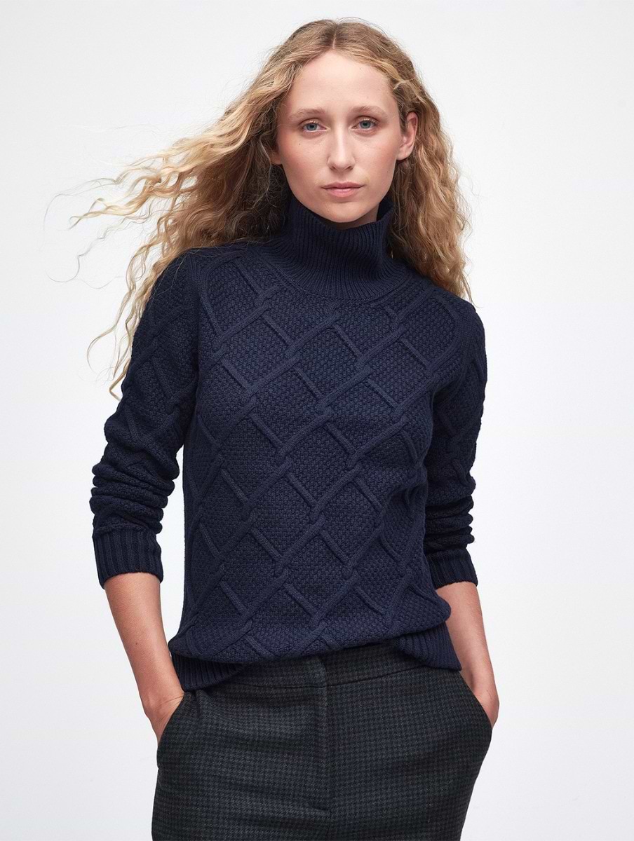 Barbour Women's Burne Roll Neck Knit Jumper Navy
