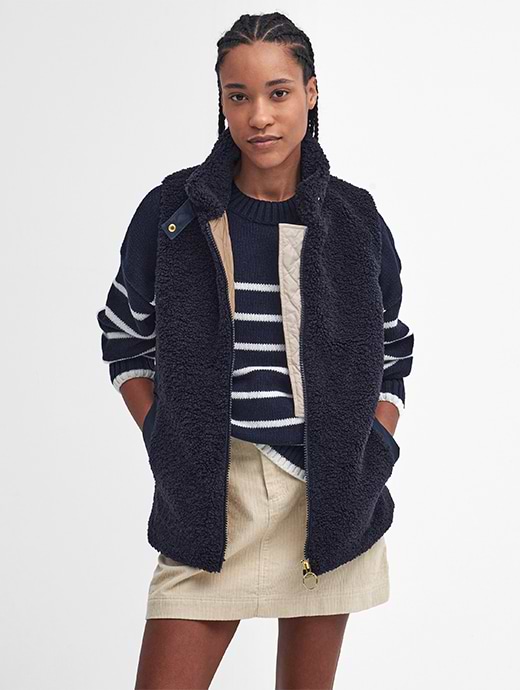 Barbour Women's Elisha Fleece Gilet Dark Navy/Military Brown/Light Sand