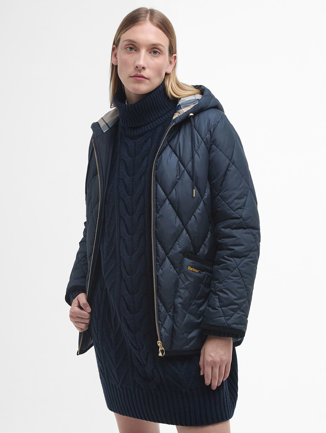 Navy quilted jacket womens deals