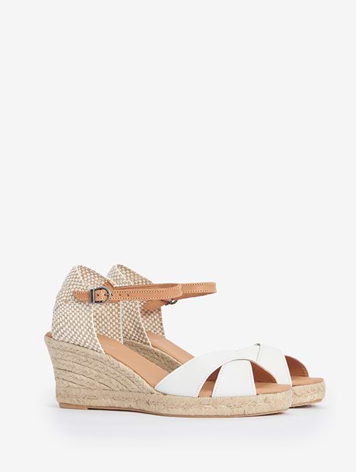 Barbour Women's Falmouth Criss-Cross Espadrille Wedge White