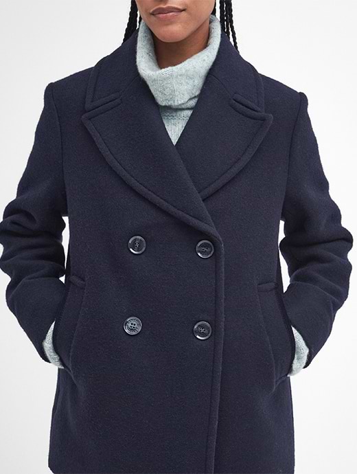Barbour Women s Ingrid Wool Peacoat Navy Hessian