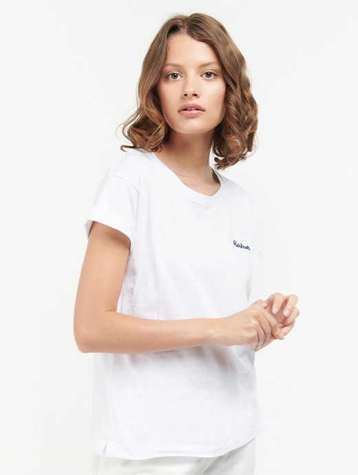 Barbour t shirt womens white clearance